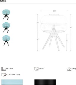 Lampa de masa LUX sticla albastra si otel negru