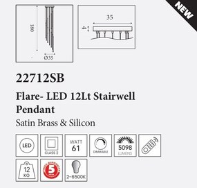 Lustra casa scarii cu 12 Tuburi LED CCT, telecomanda Flare