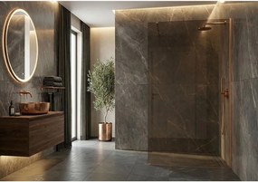 Paravan de dus fumuriu Rea Flexi Brown 130 cm cupru periat
