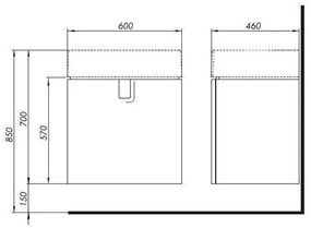 Mobilier pentru lavoar Kolo, Twins, cu usa, alb lucios, 60 cm