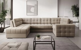 Coltar extensibil stanga 5 locuri ELTAP, LT-18SO, Blewett, 299x198x82 cm, lemn/poliester, bej inchis