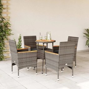 3278720 vidaXL Set mobilier grădină cu perne 5 piese gri poliratan/lemn acacia