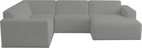 Colțar gri cu tapițerie din stofă bouclé (în formă de "U") Roxy – Scandic
