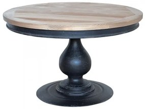 Masa dining, din lemn masiv de pin si metal, aspect vintage, Toscana