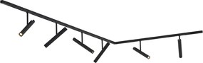 Sistem de iluminat cu șină modern negru cu 6 spoturi negre monofazate - Slimline Avery