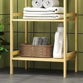 HOMCOM Raft baie 3 nivele raft din bambus 3 rafturi reglabile 5 poziții 43,5 x 31,5 x 80 cm lemn natural | Aosom Romania