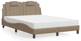 vidaXL Pat cu saltea, cappuccino, 120x200cm piele ecologică