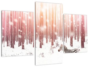 Tablou - Zebra în pădurea înzăpezită (90x60 cm)