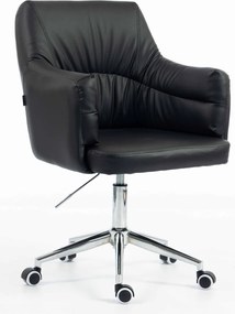 HR840K Scaun Negru Piele Ecologica cu Bază Cromata