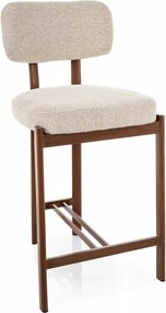 Scaun bar MISAKI H-2, bej deschis/nuc, stofă/metal, 45x44x92 cm