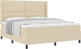vidaXL Pat cu arcuri cu saltea cu headboard Crem 200 x 180 cm țesătură