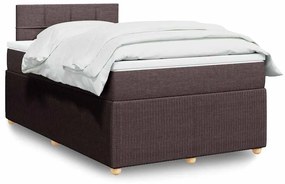 vidaXL Pat box spring cu saltea, maro închis, 120x190 cm, textil