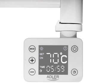 Calorifer pentru baie Adler AD 7824, 600W, 13 elementi, Panou de control LED, IP24, Alb
