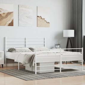 352384 vidaXL Cadru de pat metalic cu tăblie, alb, 120x200 cm