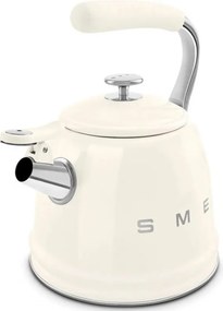Ceainic cu fluier Smeg WKF01CR, 2,3 l, Inductie, Maner rece, Otel, Crem
