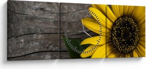 Tablou - Floare de floarea soarelui (cu ceas) (90x30 cm)