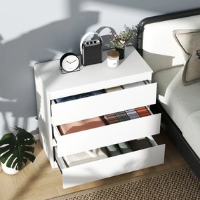 HOMCOM Comodă 3 sertare, Dulap de depozitare elegant pentru dormitor, interior, 80l x 39P x 73H cm | Aosom Romania