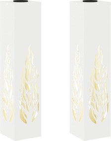 vidaXL Lumină LED Solară pentru Alei 2 pcs Alb Oțel laminat la rece