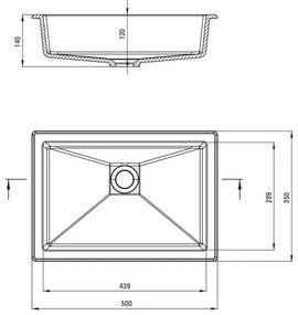 Lavoar sub blat negru Deante Correo 50 cm
