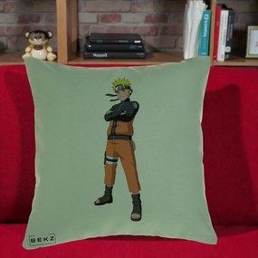 Perna Personalizata Naruto Uzumaki Portret Complet, 40x40 cm, Verde, Husa Detasabila, Perna Inclusa, BEKZ®