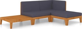 vidaXL Set mobilier de grădină cu perne, 4 piese, lemn masiv de acacia
