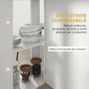 HOMCOM Masă pliabilă de dining pentru 2-4 persoane, 120x60x77 cm, cu 6 roți, 2 polițe, 2 extensii rabatabile, economisește spațiu, albă | Aosom Romania