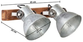 Lampa de perete industriala, argintiu, 45 x 25 cm, E27 1, Argintiu, 2 la rand