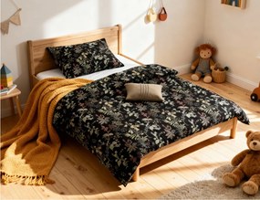 Lenjerie de pat pentru patut din bumbac Renforce FLORWELLA negru Dimensiune lenjerie de pat: 45 x 65 cm | 90 x 140 cm