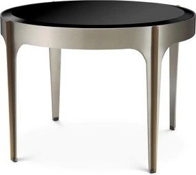 Masuta Laterala Design LUX, Otel, Sticla, Negru, Artemisa