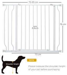 PawHut Poartă pentru Câini, Barieră Largă pentru Scări cu Ușă, 76x75-95 cm, Alb | Aosom Romania