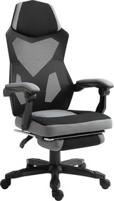 Vinsetto Scaun de Birou Ergonomic Reclinabil cu Suport Picioare Retractabil, Gri | Aosom Romania
