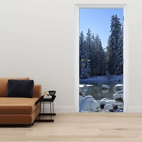 Fototapet pentru ușă - Pădurea înzăpezită (95x205cm)