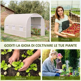 Outsunny Sera tunel, sera cu cadru din Otel Galvanizat, sera pentru plante, legume, fructe, Alb | Aosom Romania