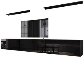 Camera de zi Hoover 101Negru lucios, Negru, Părți separate, Cu comodă tv, PAL laminat, 258x38cm, 51 kg