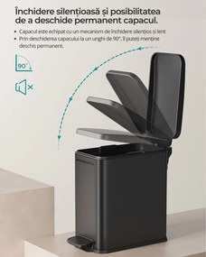 Coș de gunoi pentru baie NORD, 5 l, negru SongmicsHome