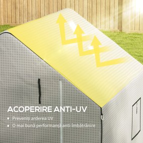 Outsunny Acoperiș de Înlocuire pentru Seră Walk-in din PE cu Ușă Rulabilă și Ferestre, 140 x 143 x 190cm, Alb | Aosom Romania