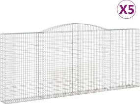 vidaXL Coșuri gabion arcuite 5 buc. 400x30x160/180 cm fier galvanizat