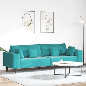 vidaXL Canapea din catifea cu pernă Turcoaz 208 cm Catifea