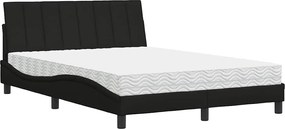 vidaXL Pat cu saltea, Hanko, negru, 140x200 cm, textil