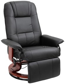 Scaun de relaxare HOMCOM cu sezut din piele ecologica in negru, rasucire 360°, inclinare la 145°, 78 x 87 x 100 cm | Aosom Romania
