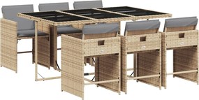 vidaXL Set mobilier pentru grădină, 7 piese, cu perne, bej, poliratan