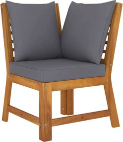 vidaXL Canapea de colț modulară, pernă gri închis, lemn masiv acacia