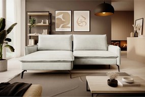 Coltar extensibil GLOSSY, sezlong stanga, stofa catifelata crem - Whis