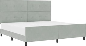 vidaXL Pat cu arcuri cu headboard Gri deschis 200 x 200 cm Catifea