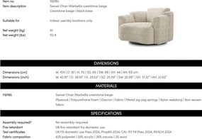 Fotoliu pivotant LUX tesatura Creststone beige Marbella