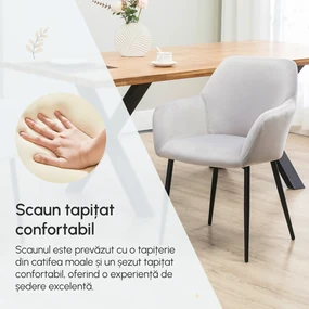 HOMCOM Set de 2 Scaune de Sufragerie Decorative din Catifea Gri Deschis pentru Living sau Dining | Aosom Romania