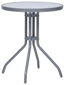 vidaXL Masă de grădină, gri deschis, 60 cm, oțel și sticlă