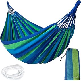 Hamac albastru-verde pentru 2 persoane, HAMMOCK 200x150 cm