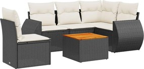 vidaXL Set mobilier de grădină cu perne, 6 piese, negru, poliratan