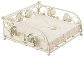 Suport sevetele Roses din metal, crem, 18x18x7 cm